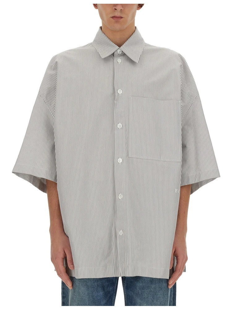 STRIPED OVERSHIRT WITH "BV" EMBROIDERY