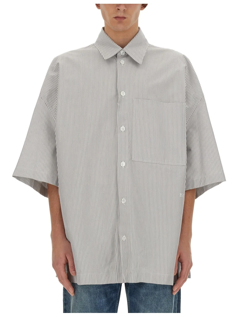 STRIPED OVERSHIRT WITH "BV" EMBROIDERY