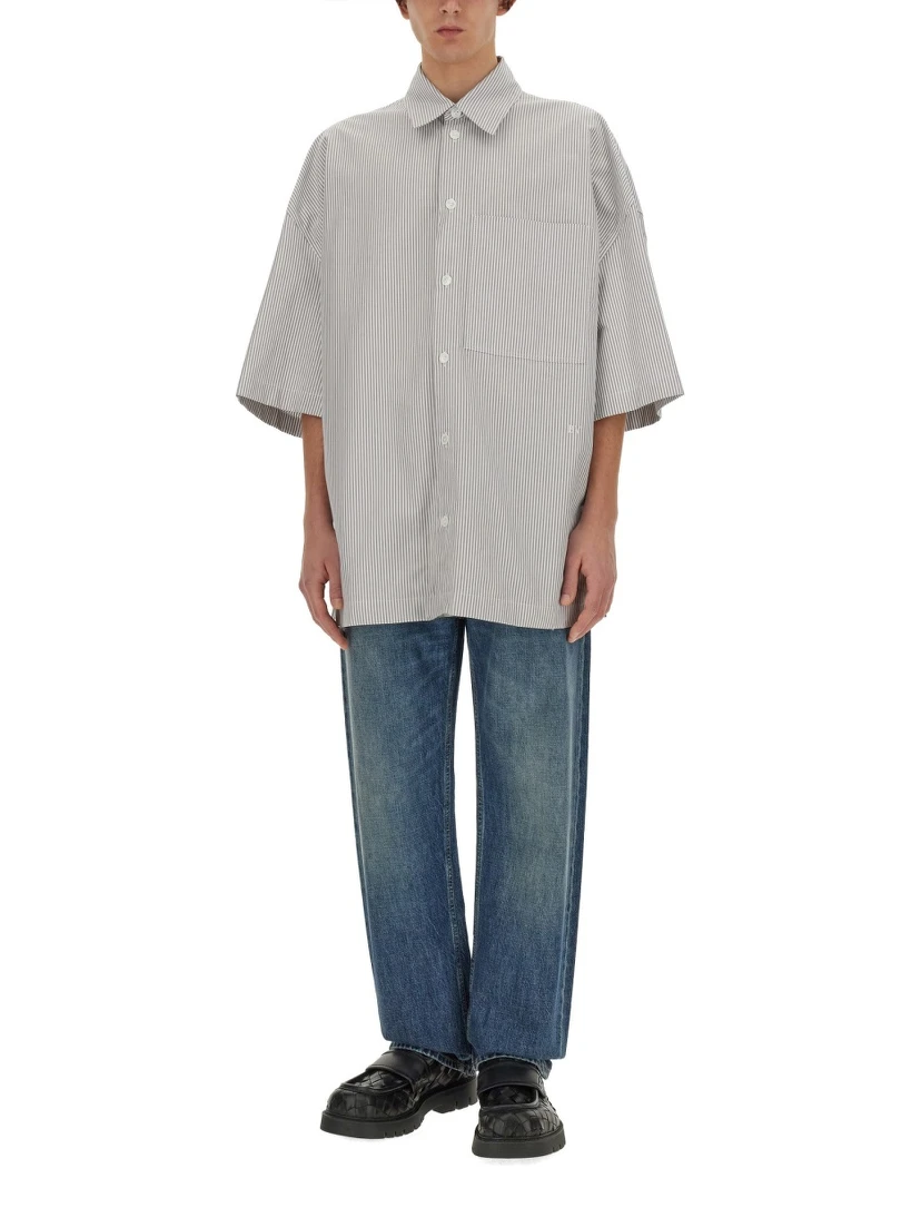 STRIPED OVERSHIRT WITH "BV" EMBROIDERY