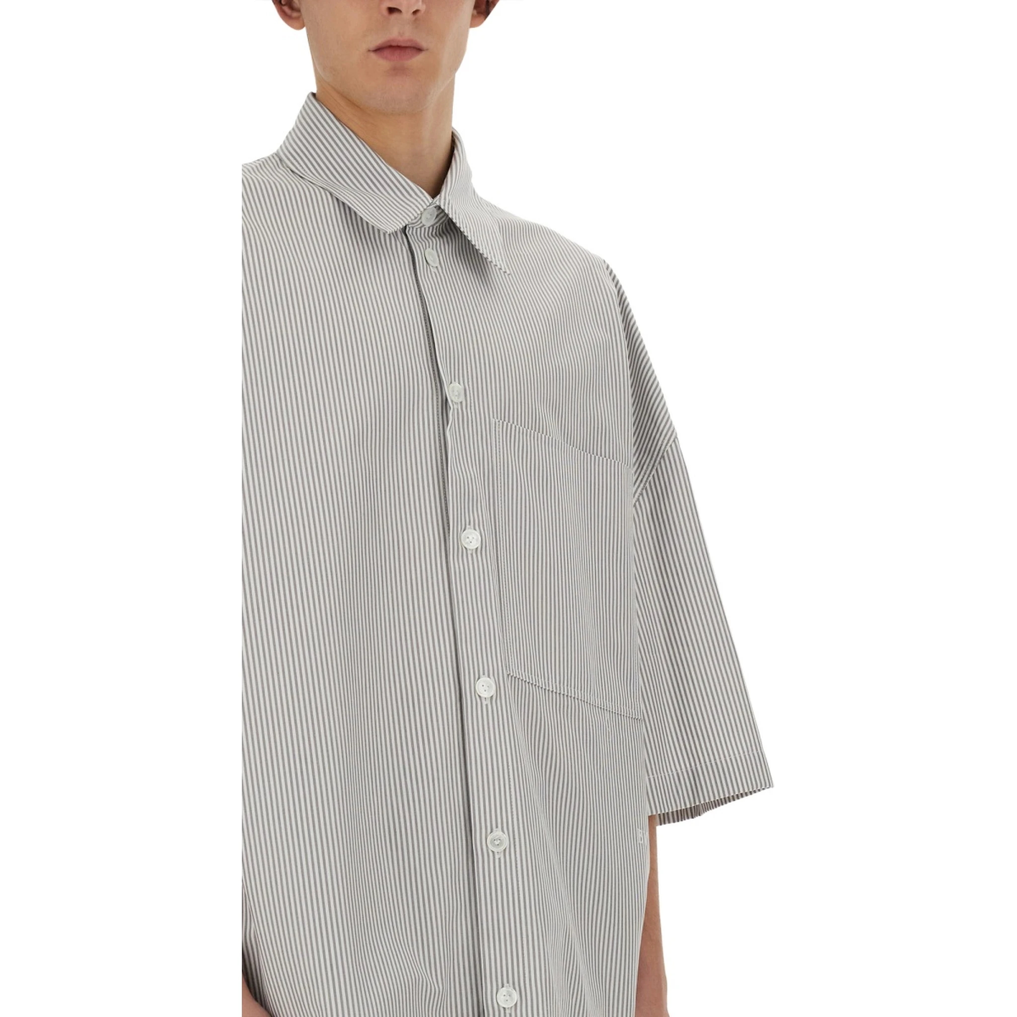 STRIPED OVERSHIRT WITH "BV" EMBROIDERY