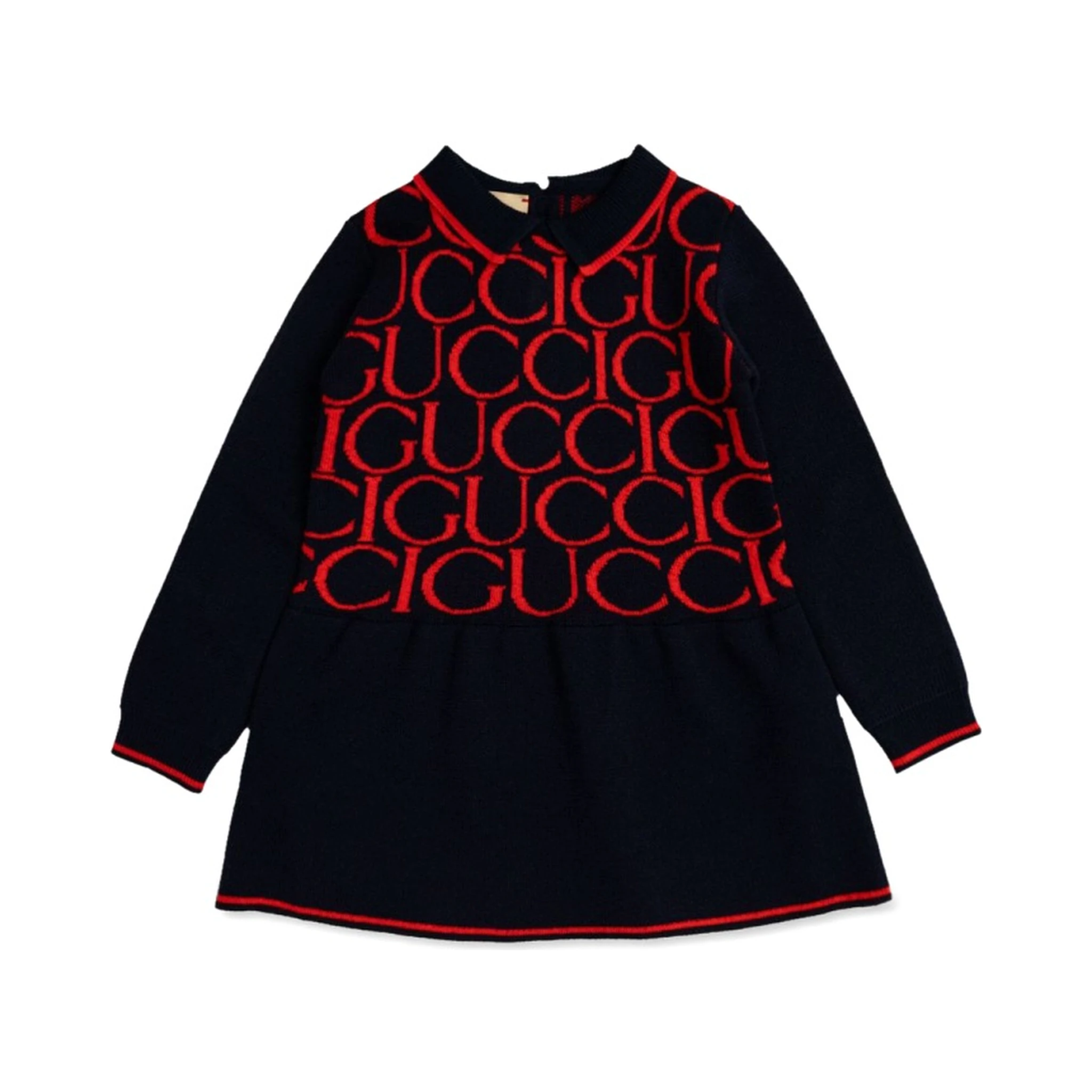 b l/s dress wo gucci jacquard/ ultramarine/red