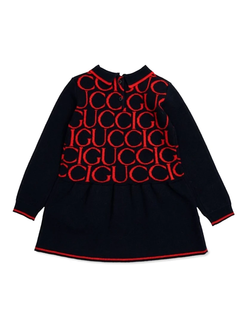 b l/s dress wo gucci jacquard/ ultramarine/red
