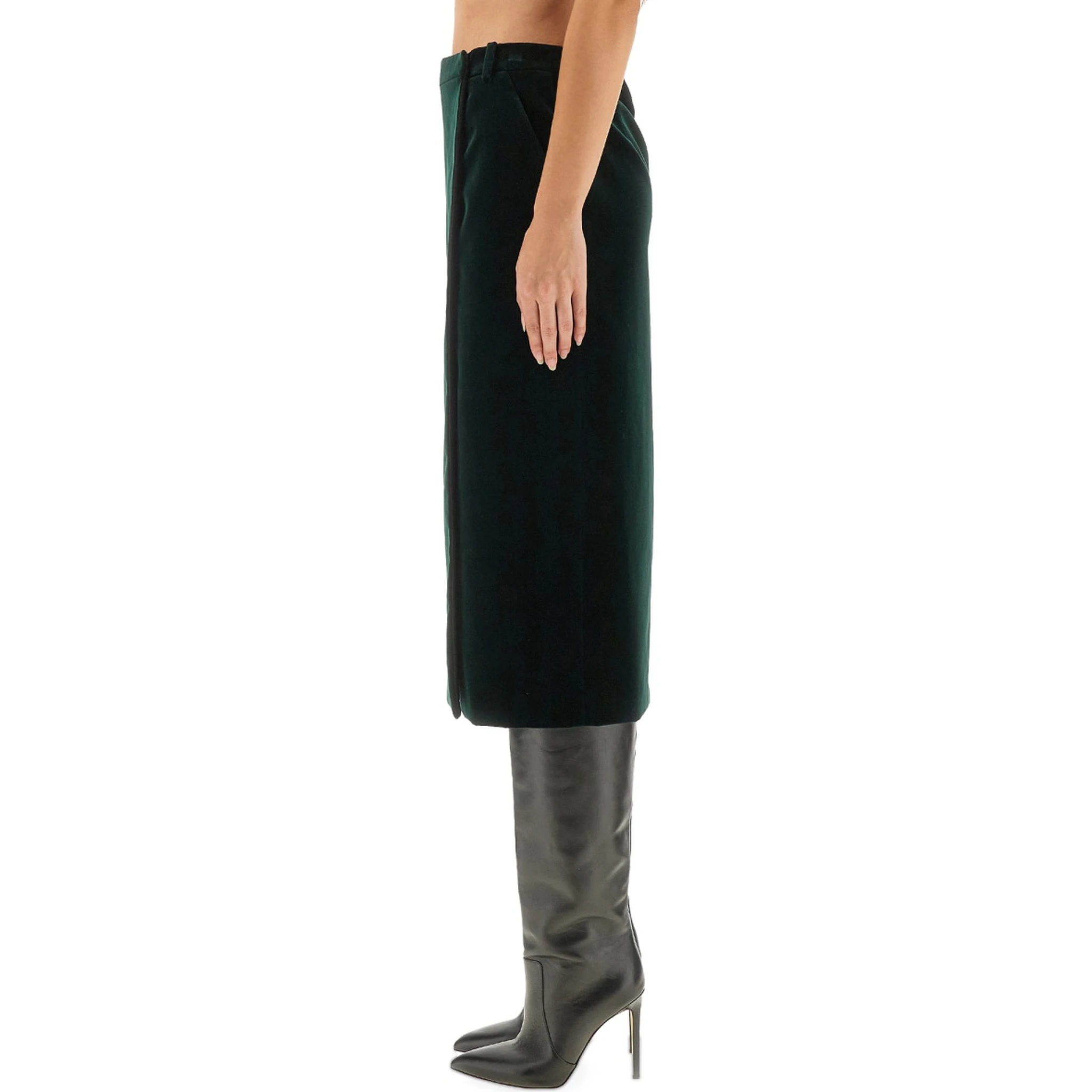VELVET CROSSOVER MIDI SKIRT