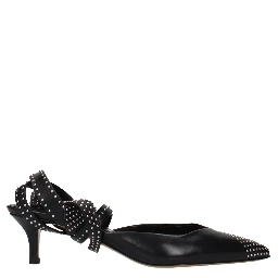 Black Leather High Heel Pumps