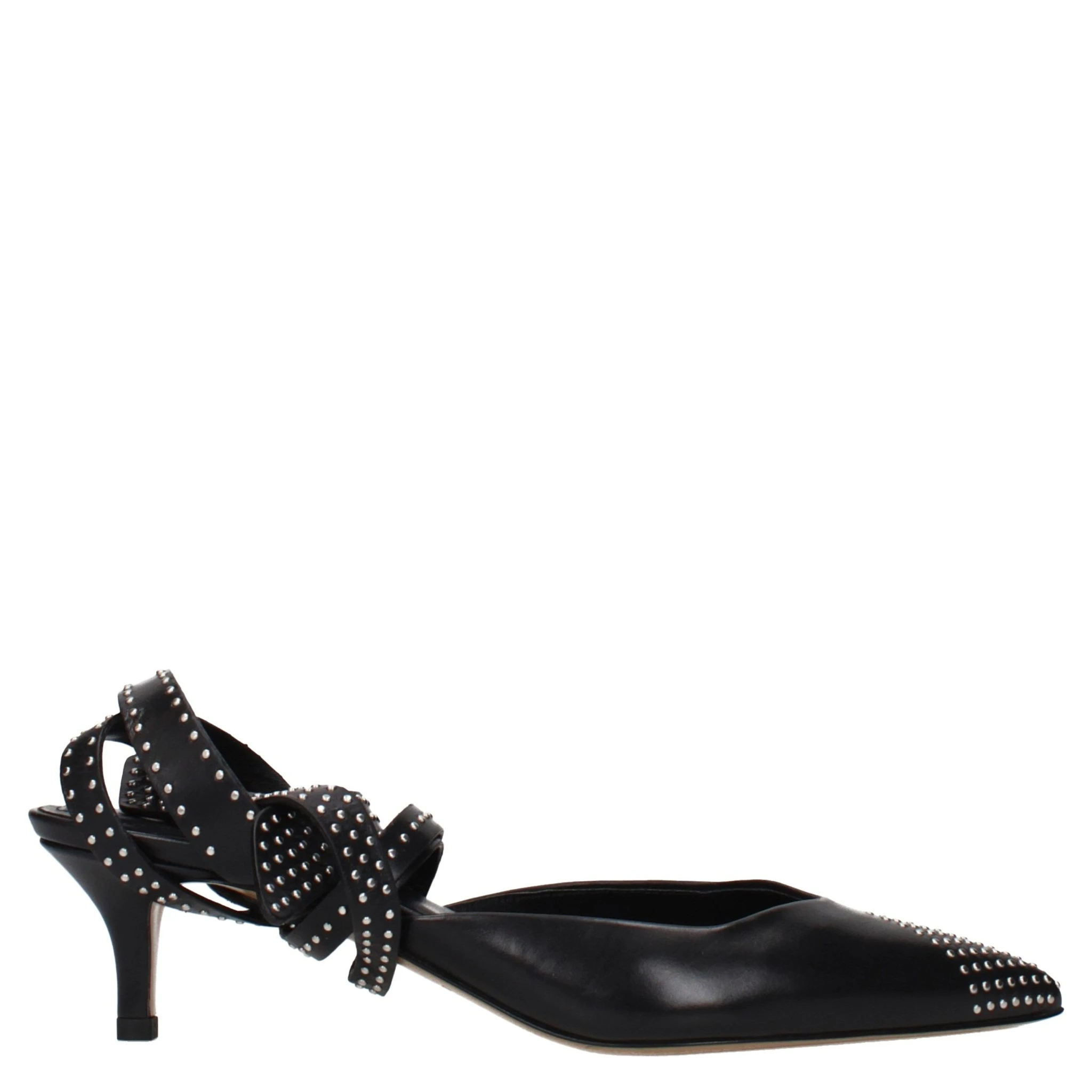 Black Leather High Heel Pumps