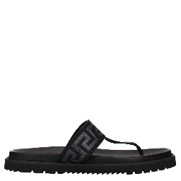 Black Fabric Flip-Flop Sandals
