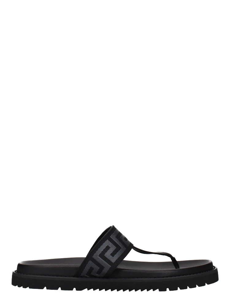 Black Fabric Flip-Flop Sandals