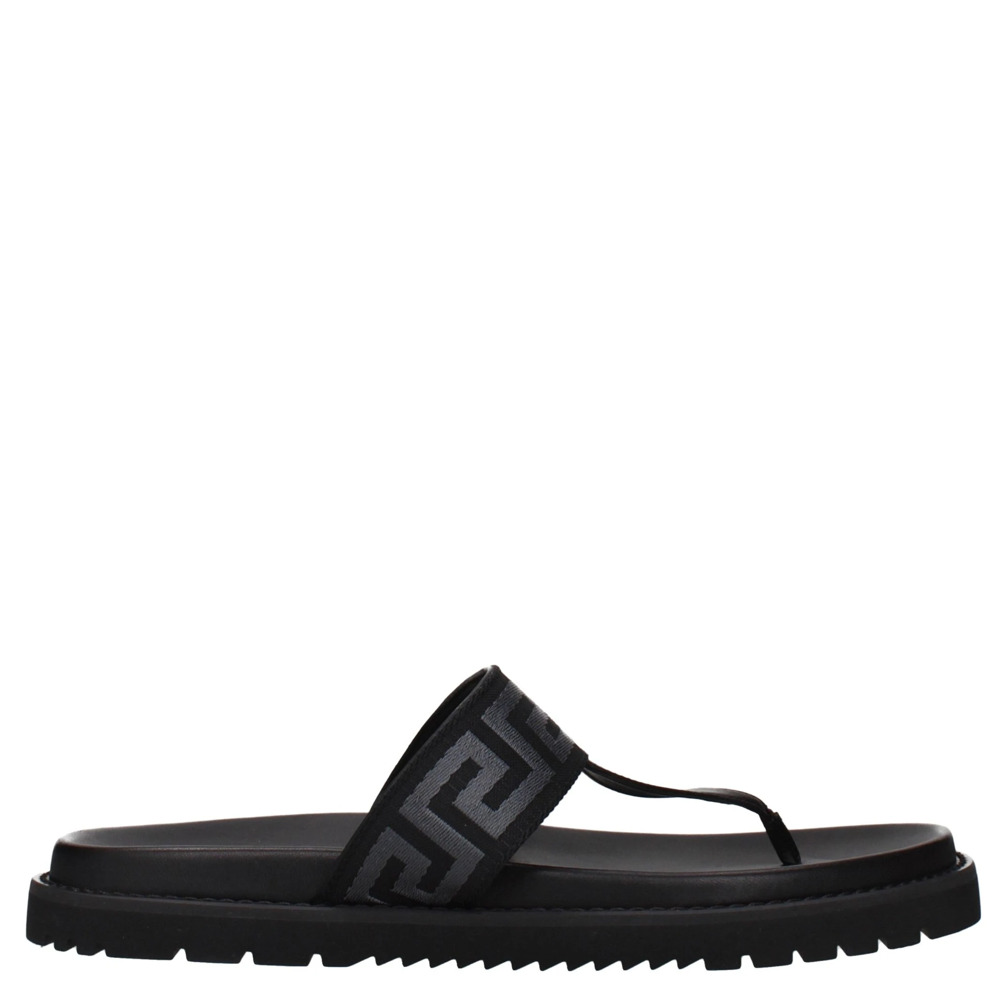 Black Fabric Flip-Flop Sandals