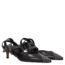 Black Leather High Heel Pumps