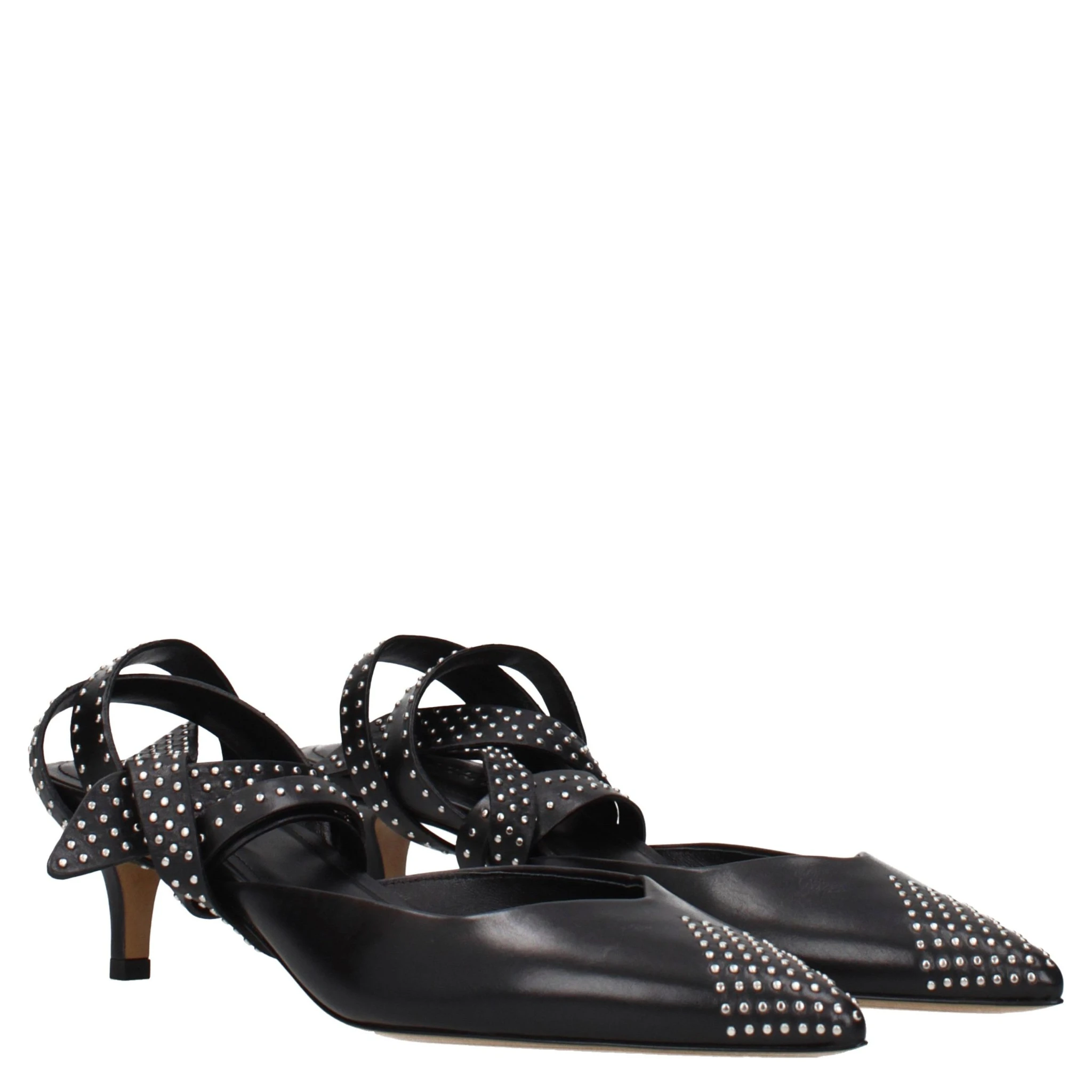 Black Leather High Heel Pumps