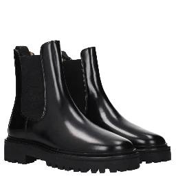 Black Leather Ankle Boots
