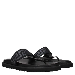 Black Fabric Flip-Flop Sandals