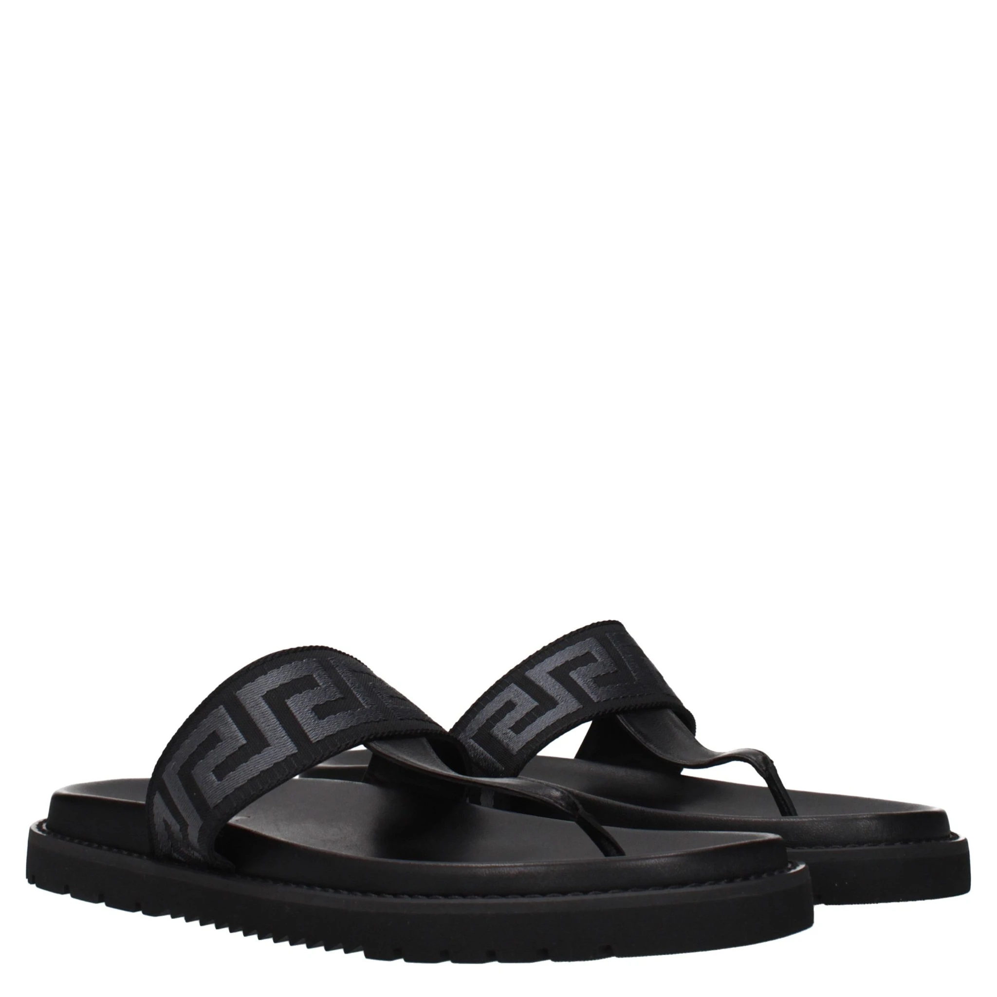 Black Fabric Flip-Flop Sandals