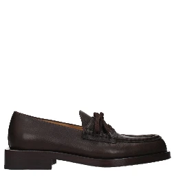 Brown Leather Slip-On Loafers