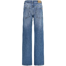 Blue Cotton Straight-Leg Jeans