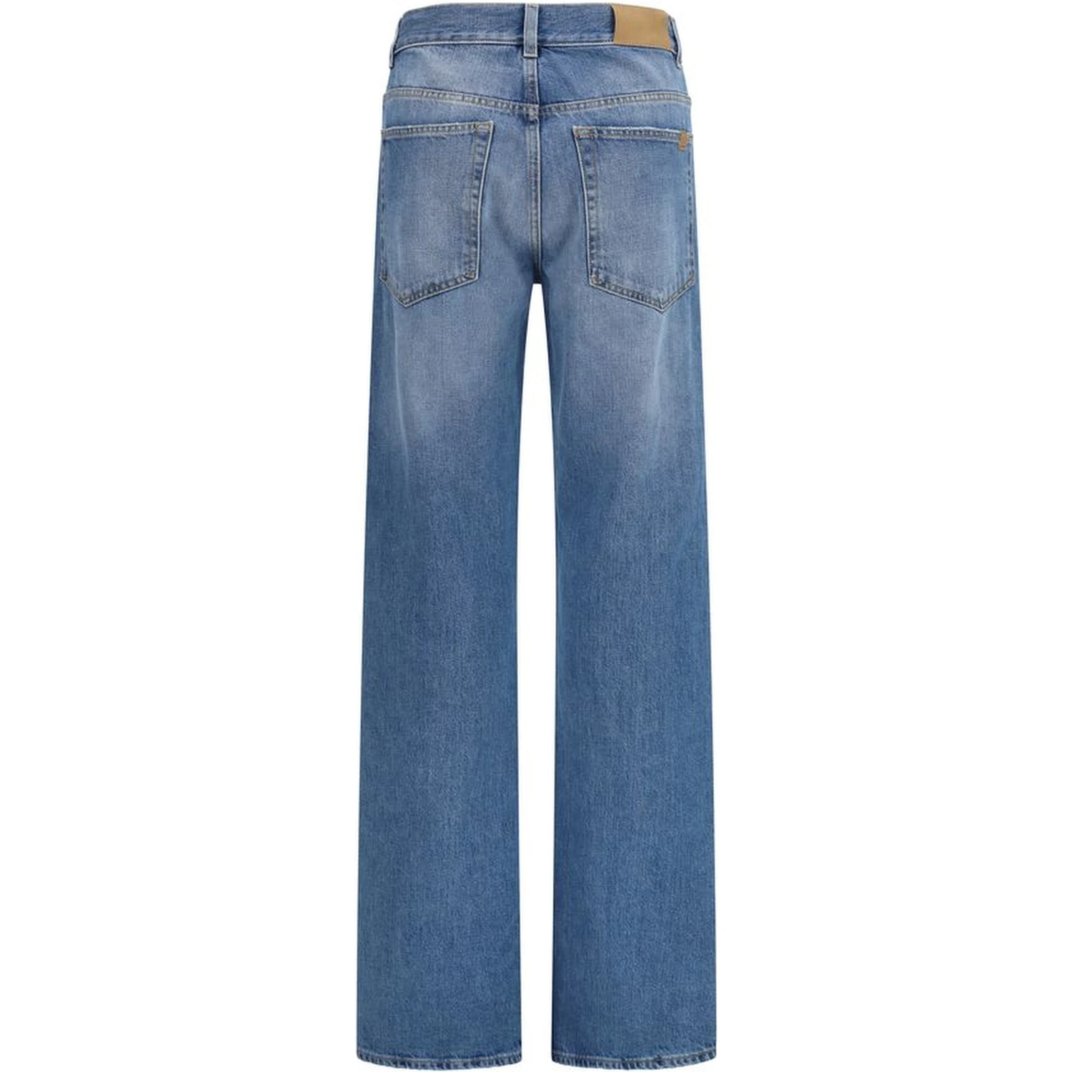Blue Cotton Straight-Leg Jeans