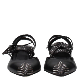 Black Leather High Heel Pumps