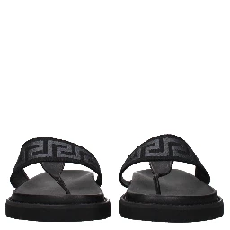 Black Fabric Flip-Flop Sandals