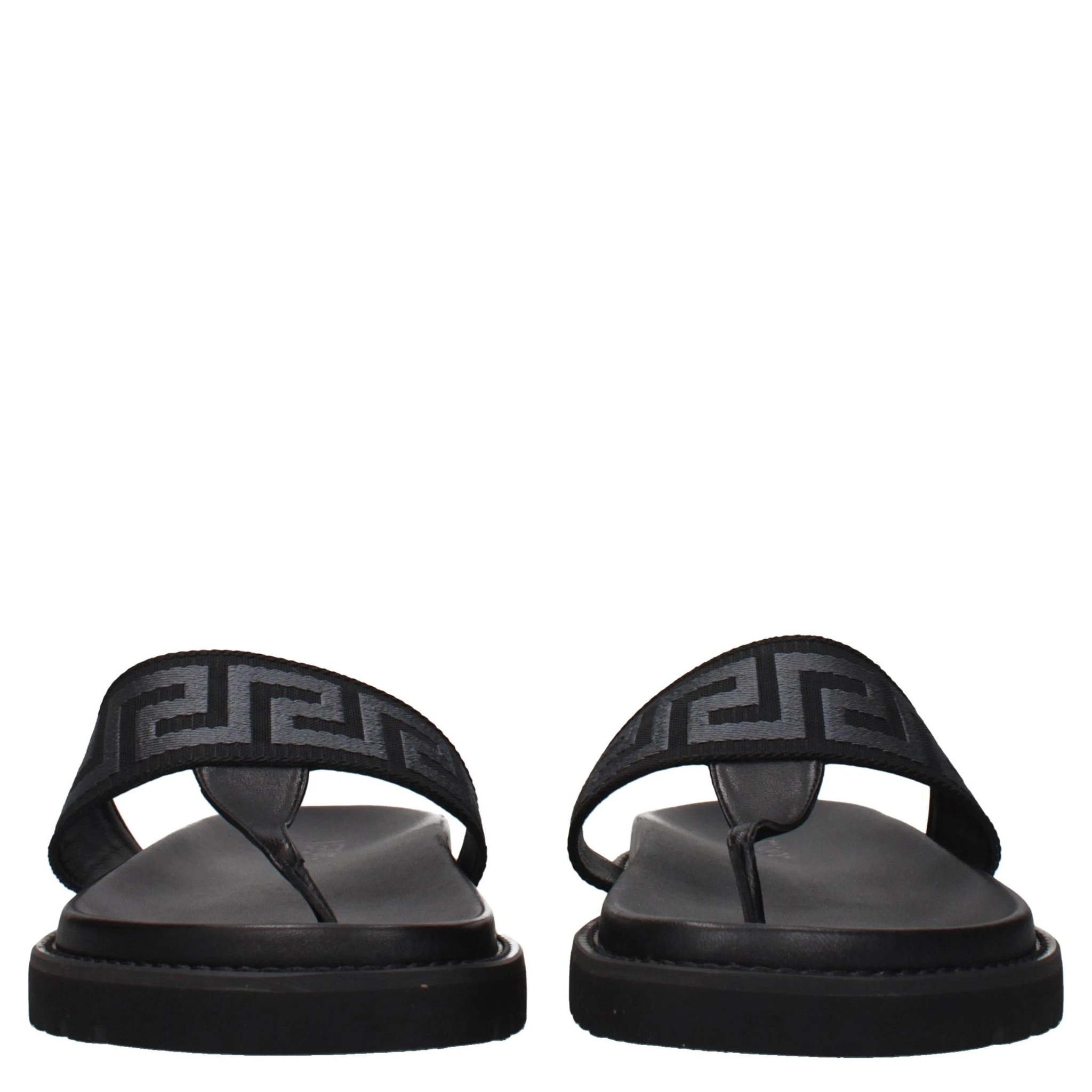 Black Fabric Flip-Flop Sandals