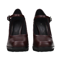 Brown Leather High Heel Pumps