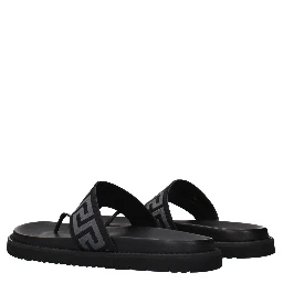 Black Fabric Flip-Flop Sandals