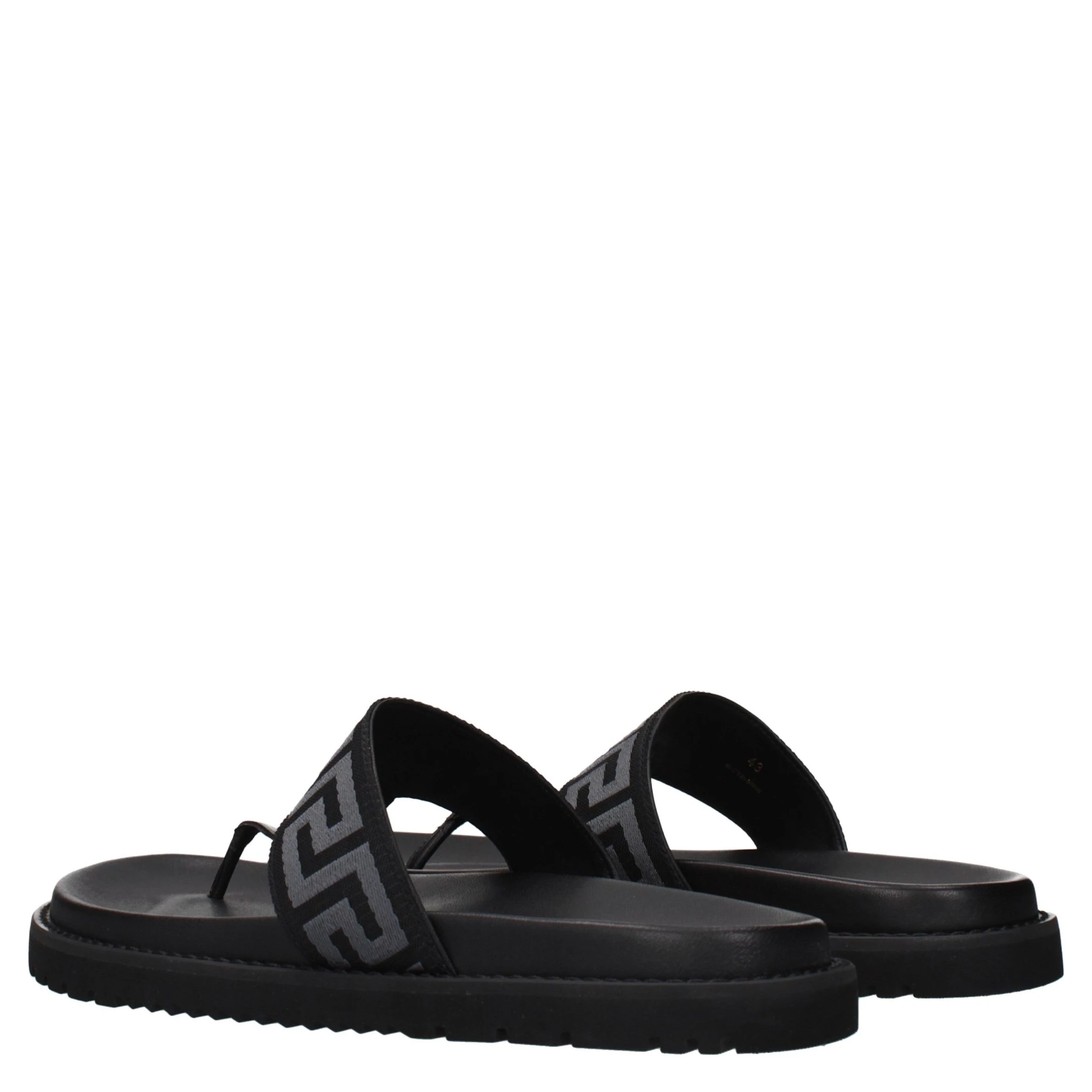 Black Fabric Flip-Flop Sandals