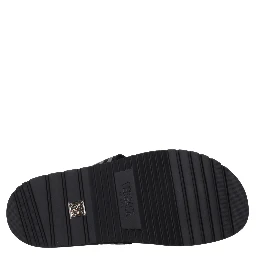 Black Fabric Flip-Flop Sandals