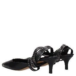Black Leather High Heel Pumps