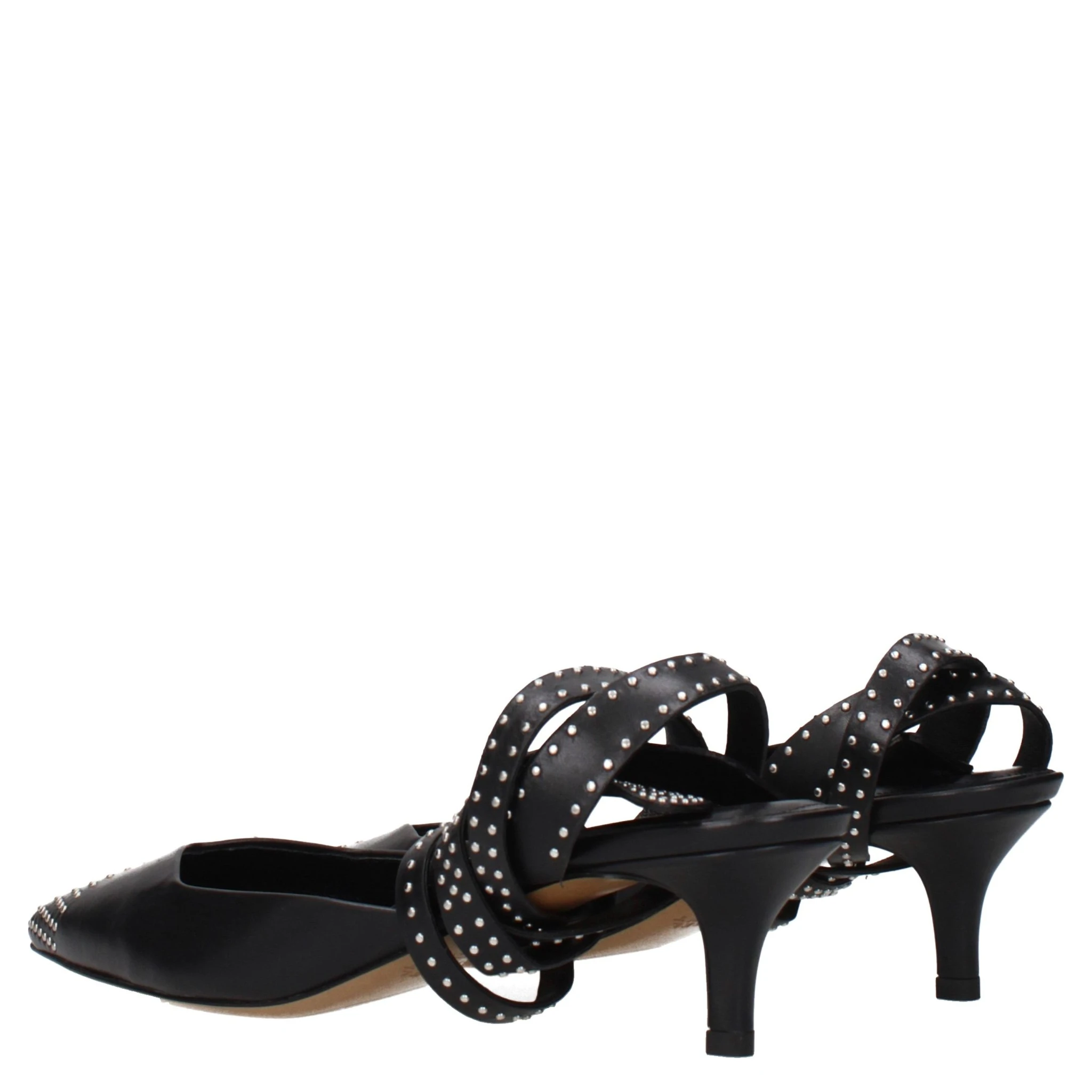 Black Leather High Heel Pumps