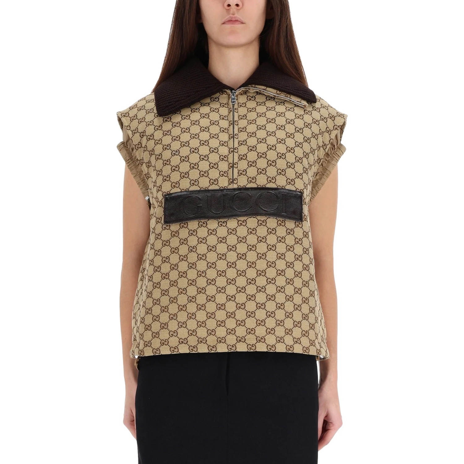 VEST WITH LEATHER LABEL