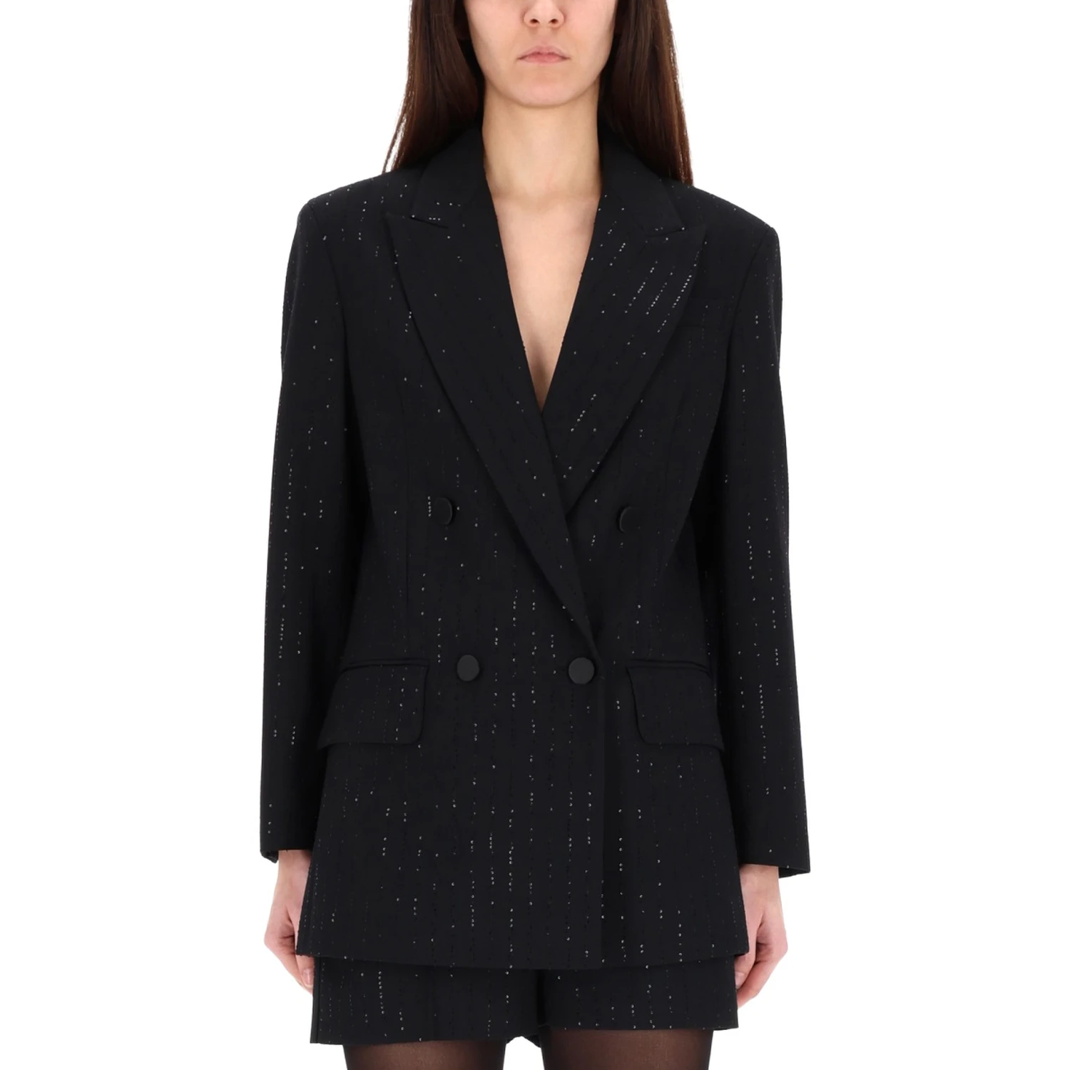DOUBLE-BREASTED JACKET WITH RHINESTONE DETAILS