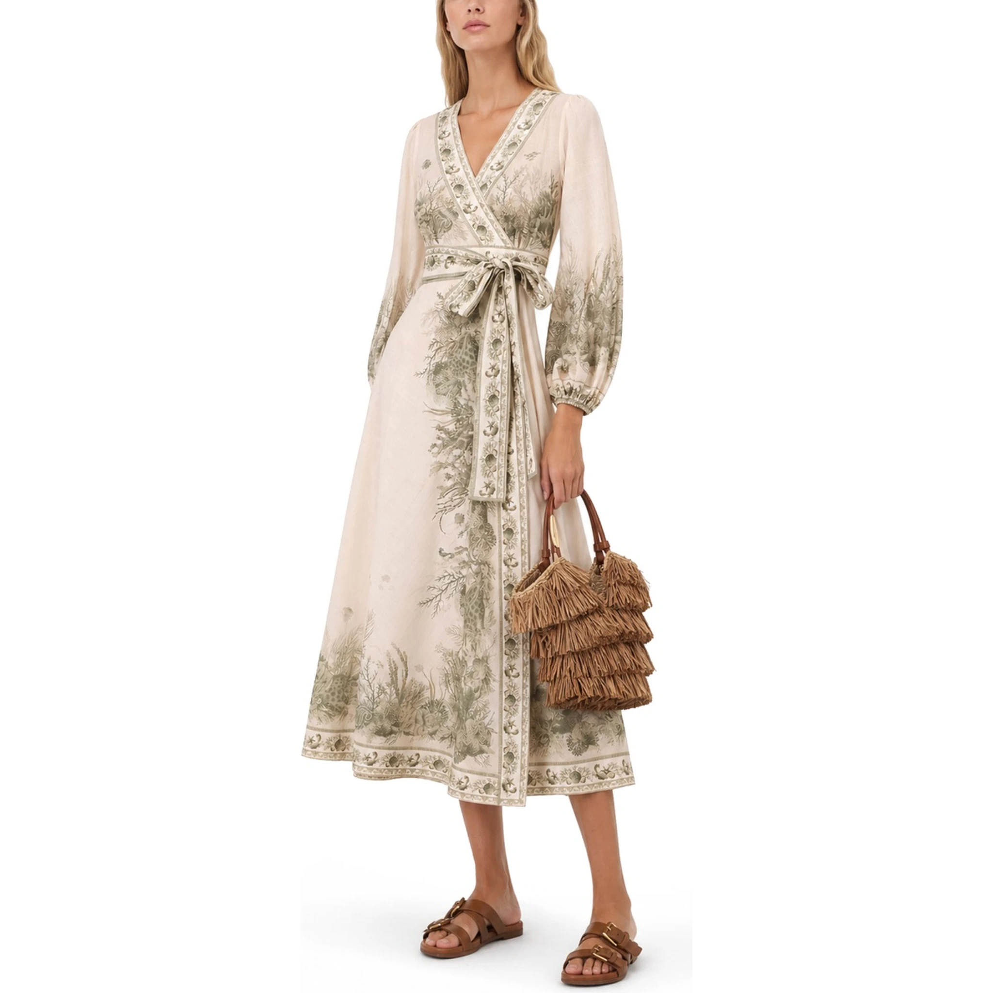 "WONDERLUST" WRAP MIDI DRESS