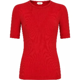T-SHIRT IN LANA A COSTE CON RICAMO