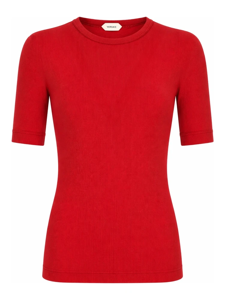 T-SHIRT IN LANA A COSTE CON RICAMO