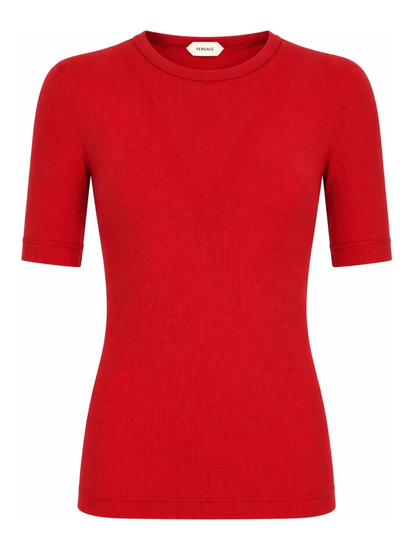 T-SHIRT IN LANA A COSTE CON RICAMO