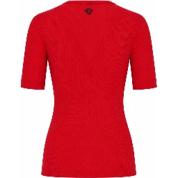 T-SHIRT IN LANA A COSTE CON RICAMO