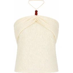 TOP "HALTERNECK" DRAPPEGGIATO CON PERLINE
