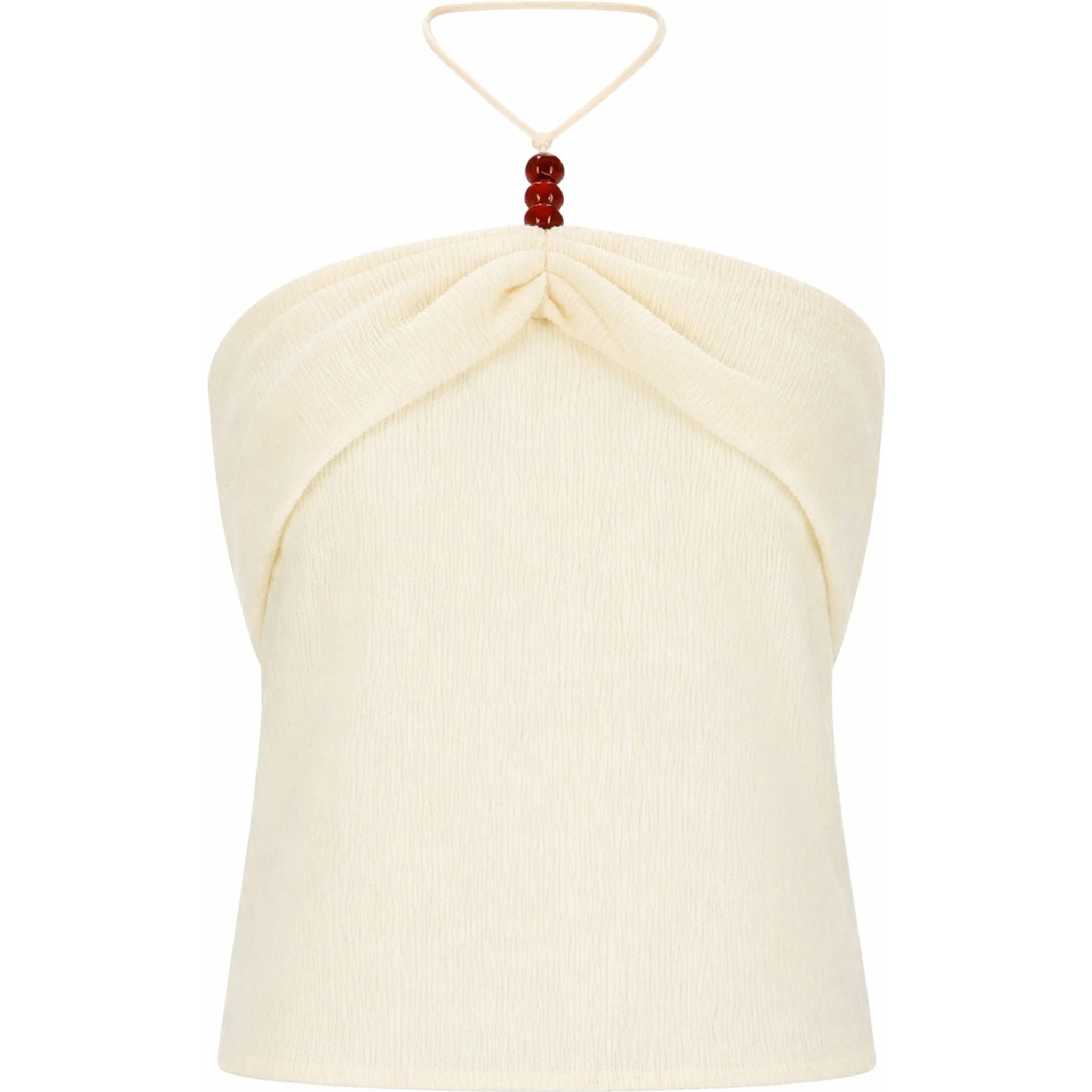 TOP "HALTERNECK" DRAPPEGGIATO CON PERLINE