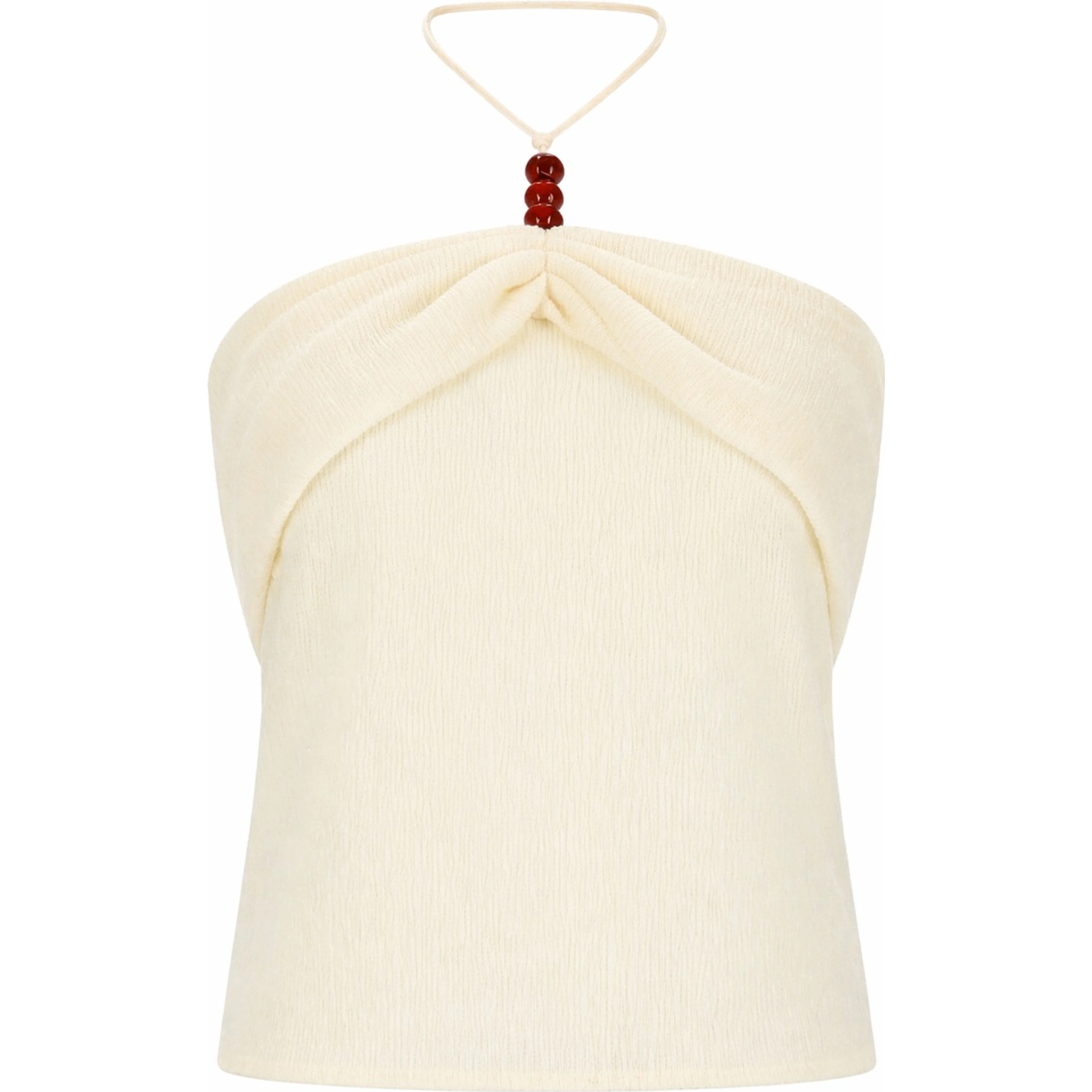 TOP "HALTERNECK" DRAPPEGGIATO CON PERLINE