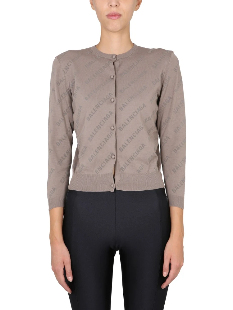 ALLOVER LOGO CROPPED CARDIGAN
