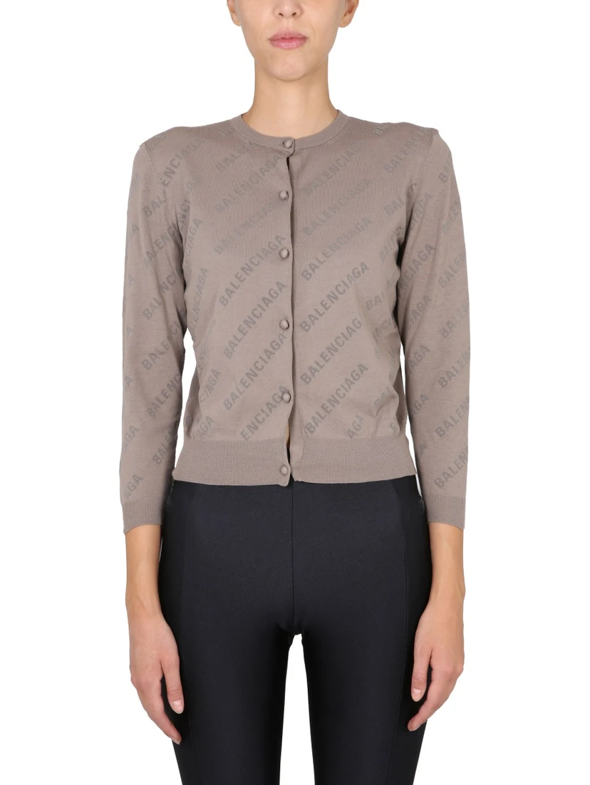 ALLOVER LOGO CROPPED CARDIGAN