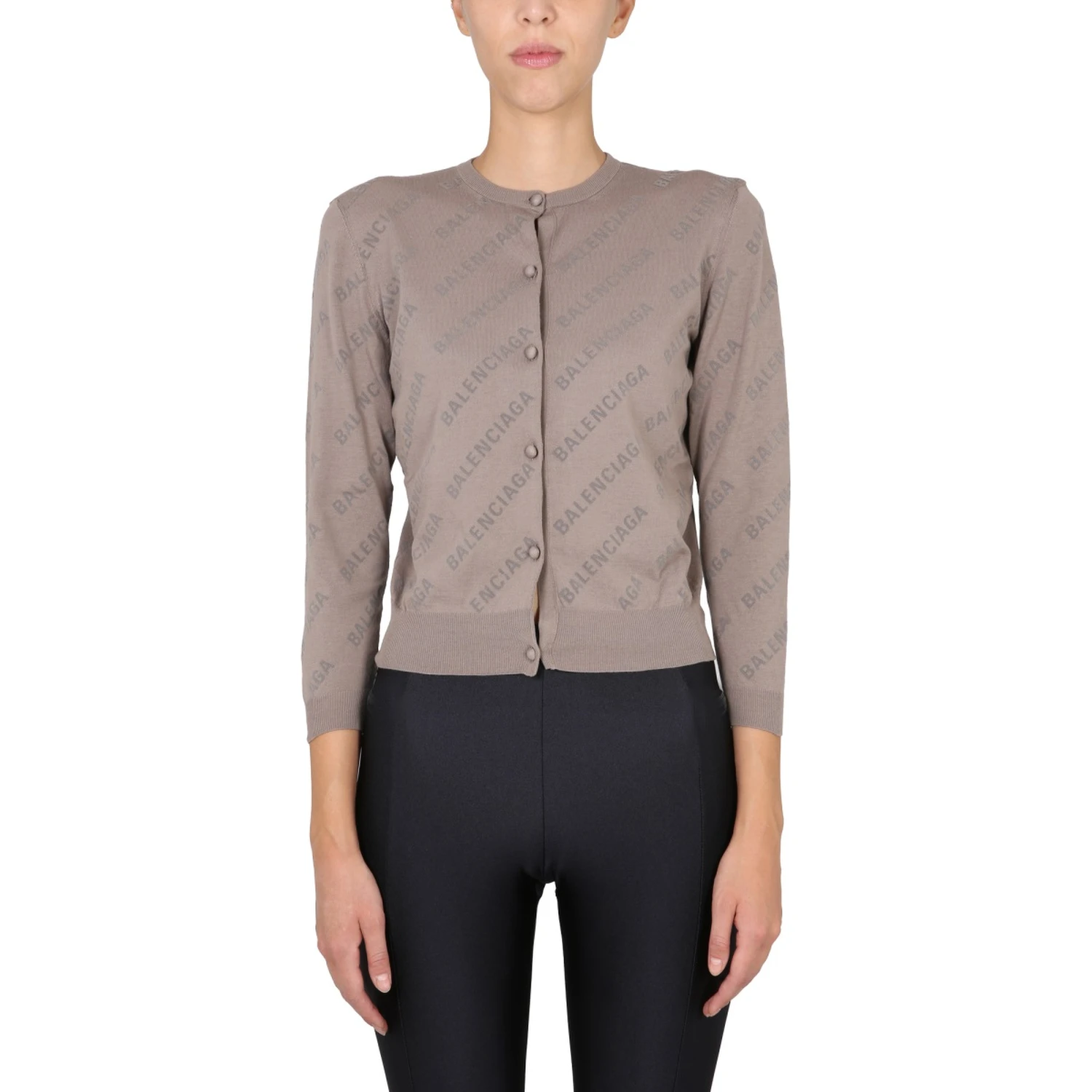 ALLOVER LOGO CROPPED CARDIGAN
