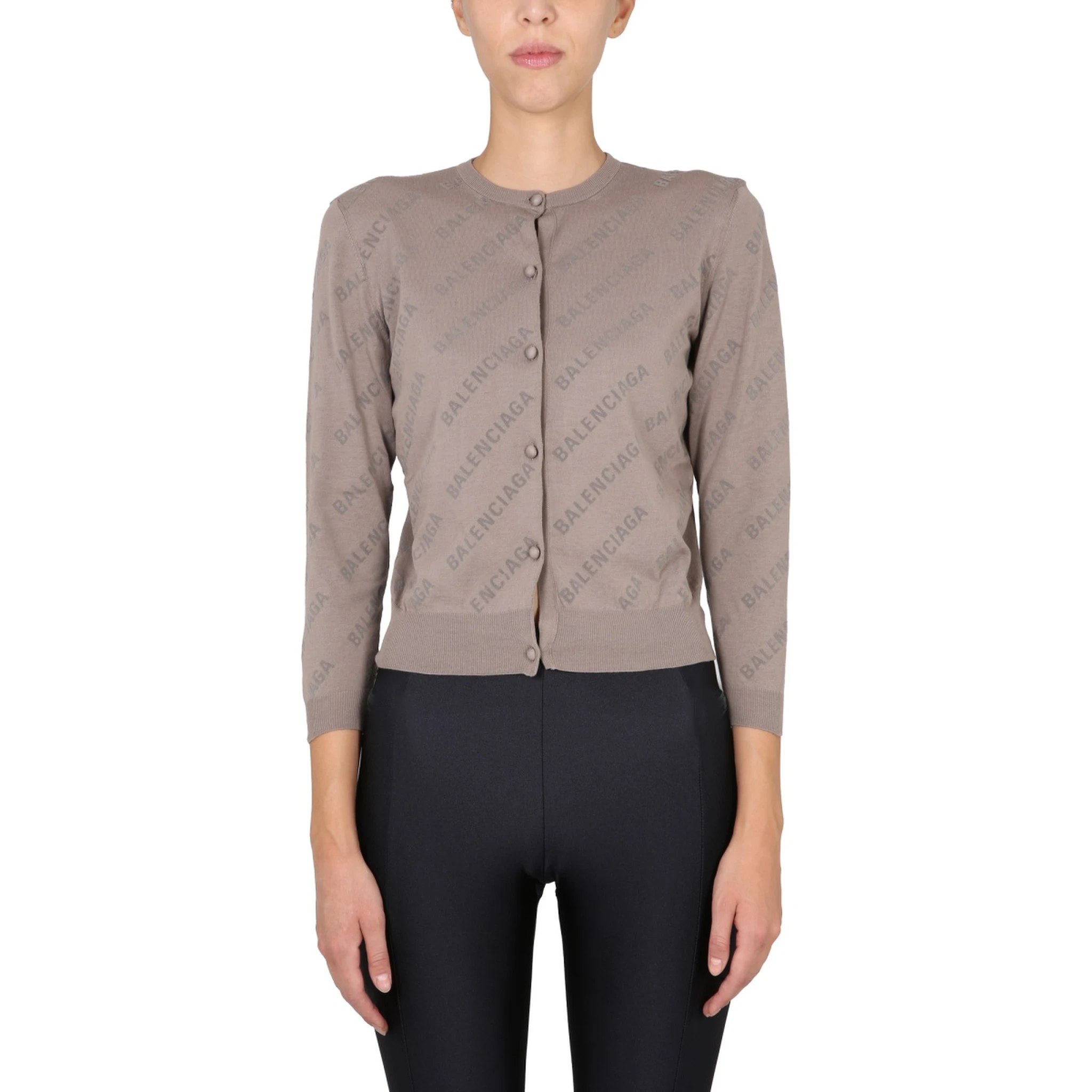 ALLOVER LOGO CROPPED CARDIGAN