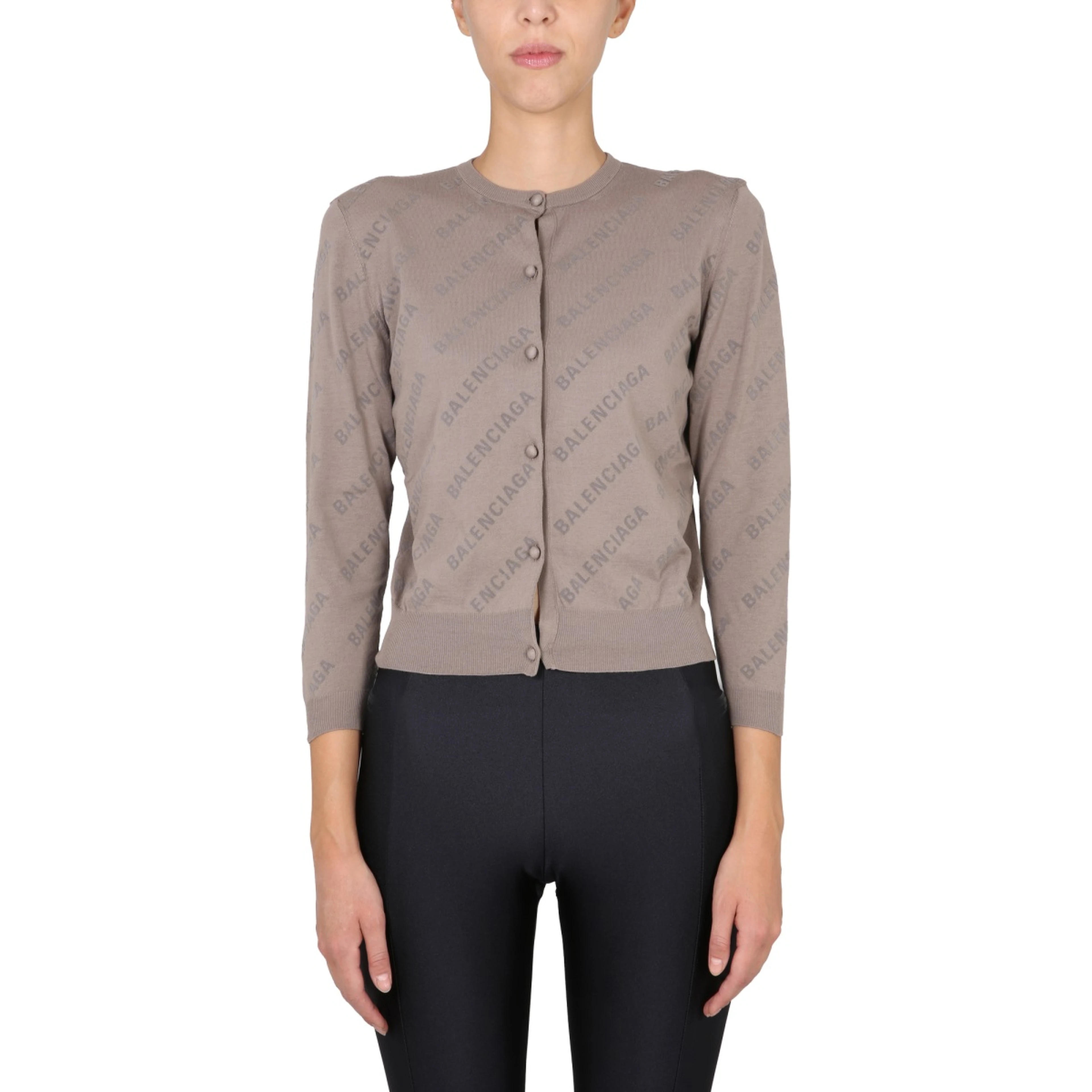 ALLOVER LOGO CROPPED CARDIGAN
