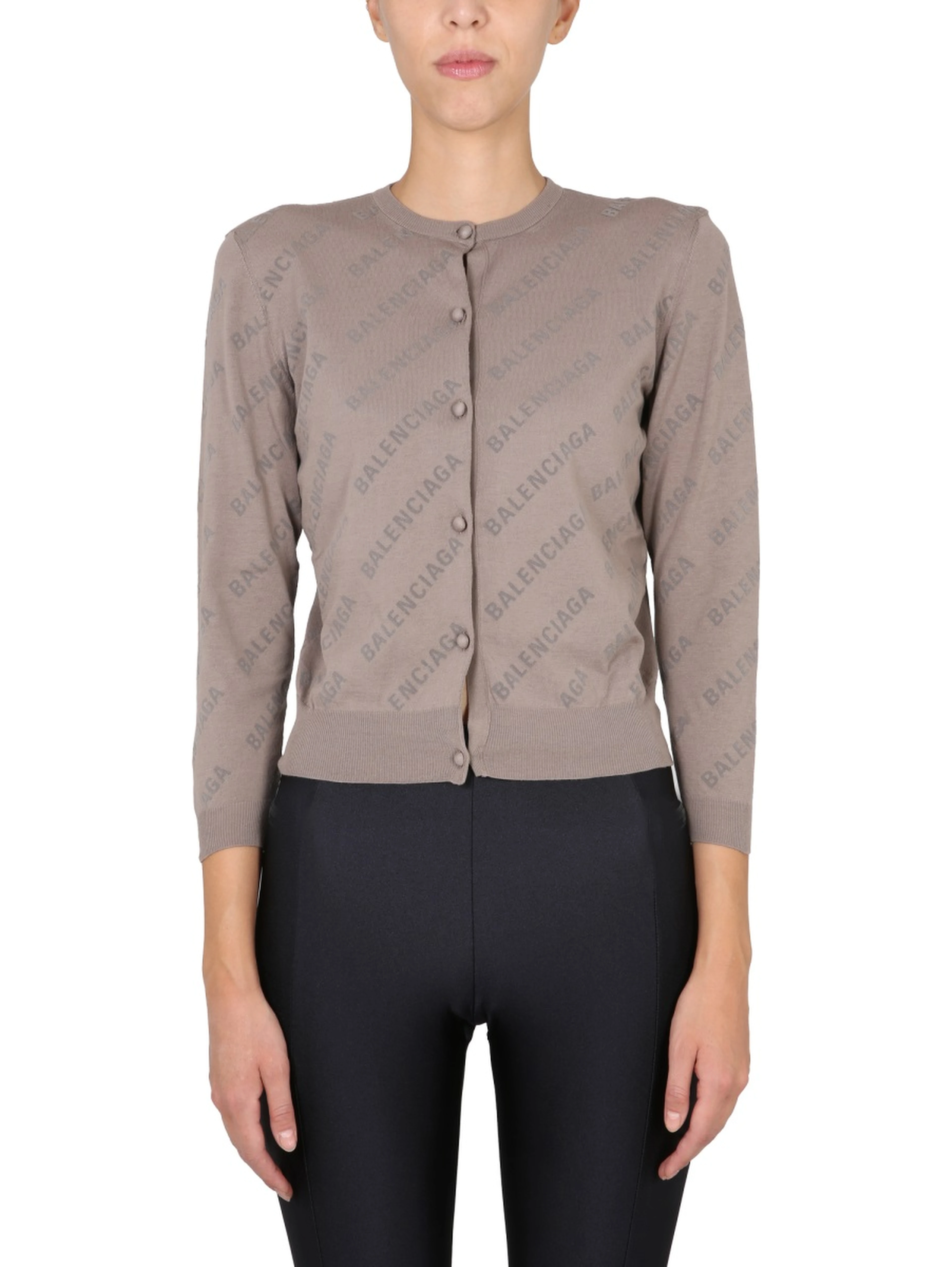ALLOVER LOGO CROPPED CARDIGAN