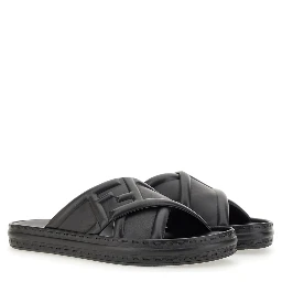 BLACK LEATHER SANDAL