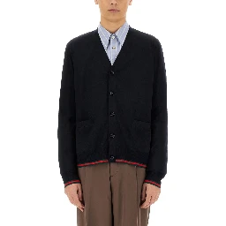 KNITTED WOOL CARDIGAN WITH WEB PATTERN