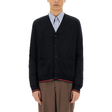 KNITTED WOOL CARDIGAN WITH WEB PATTERN