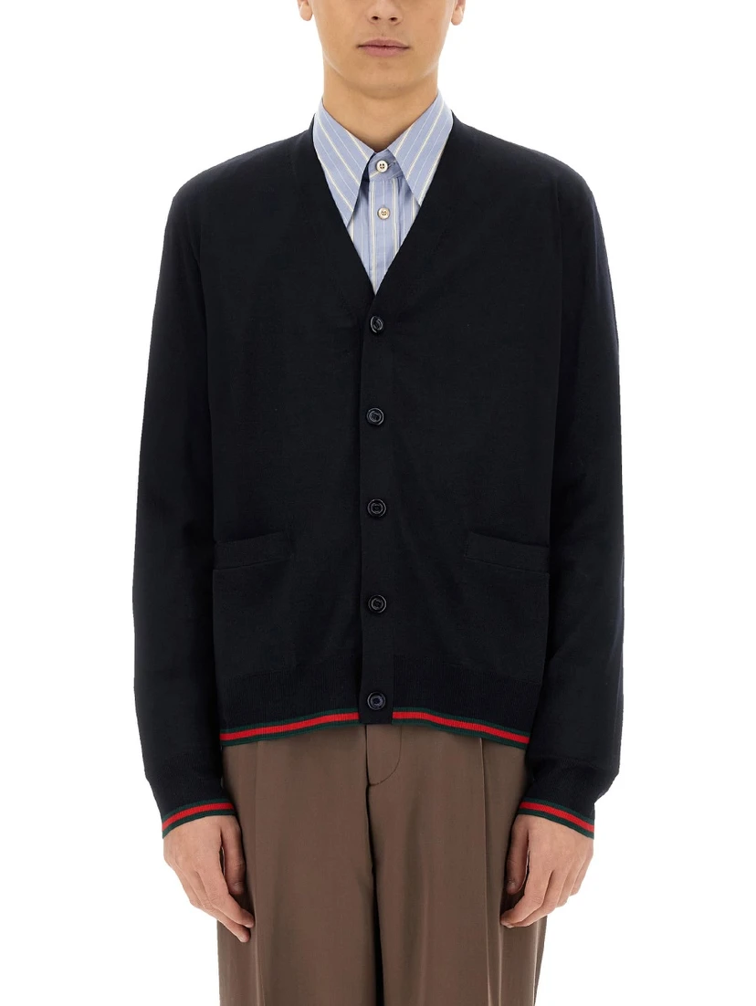 KNITTED WOOL CARDIGAN WITH WEB PATTERN