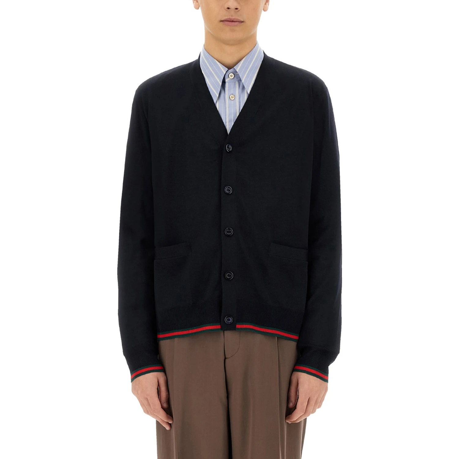 KNITTED WOOL CARDIGAN WITH WEB PATTERN